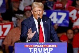 US Presidential Elections 2024 LIVE updates: Donald Trump, the Republican presidential nominee and former US President, at a campaign rally in Reno, Nevada, on October 11.